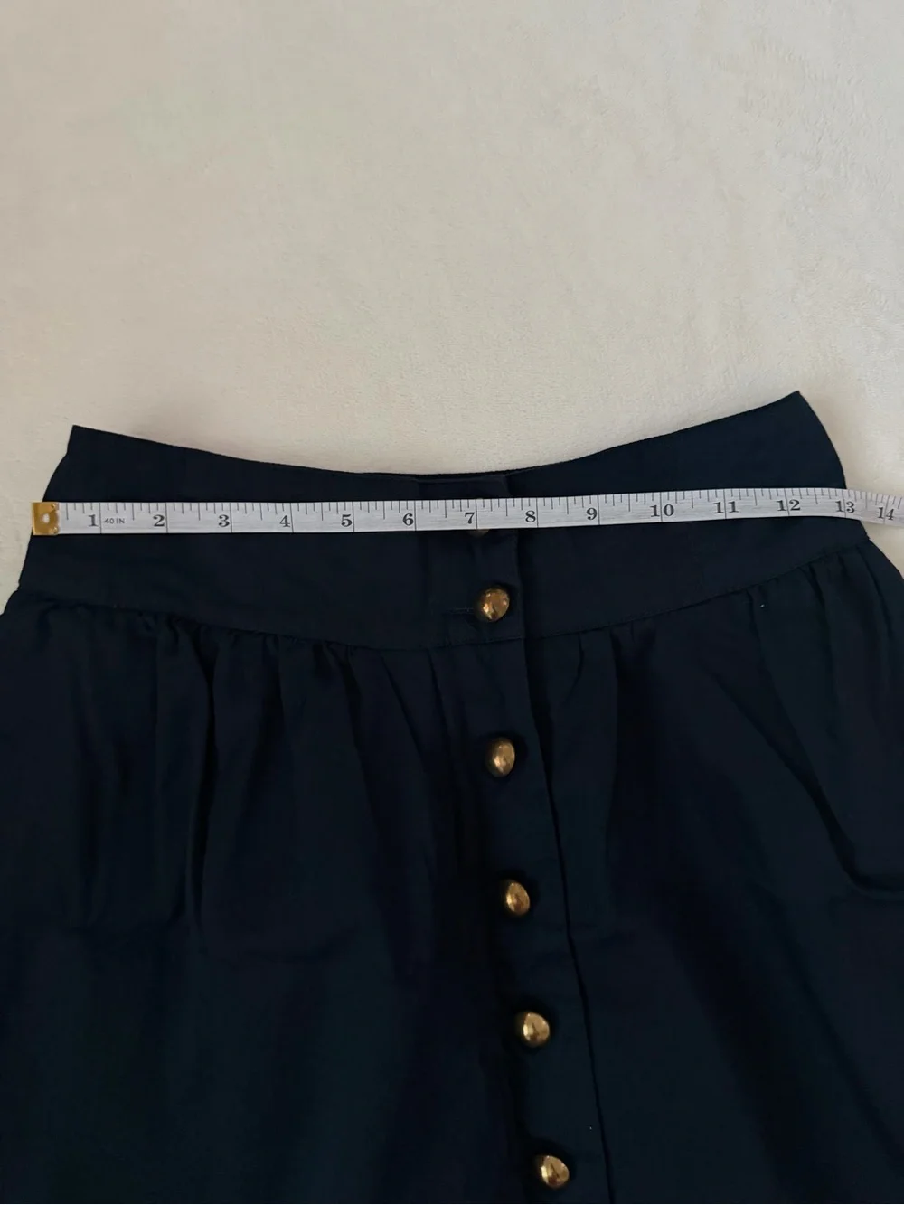 Forever 21 Navy with Gold Buttons Mini Skirt Medium Cotton A-Line Academia